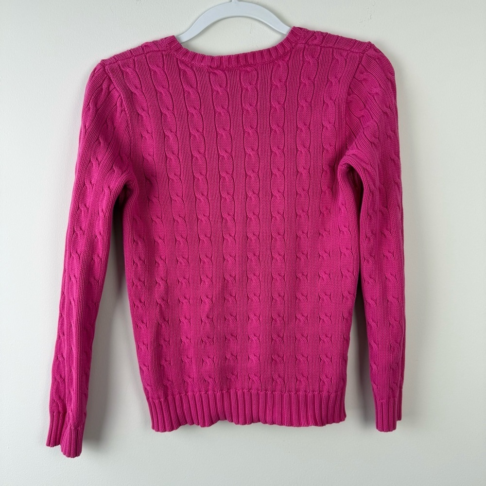 Ralph Lauren Sport Pink Cable Knit V-Neck Sweater - Picture 4 of 4